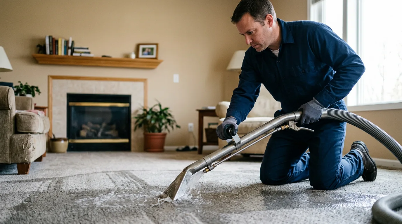 Water damage restoration technician working near Fortson, GA